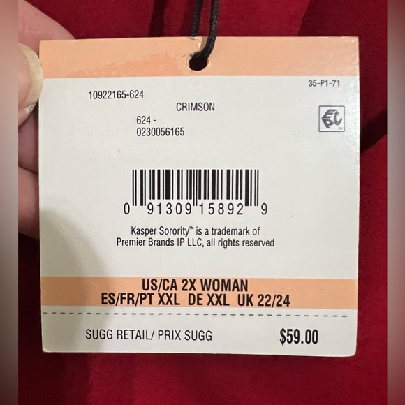 NWT Kasper Women's Vneck Pleated Blouse - Crimson 2X - Picture 5 of 8